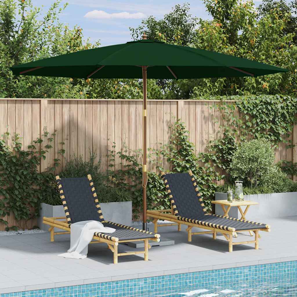 Vidaxl parasol med træstang 350 cm grøn