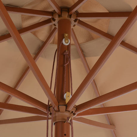 Vidaxl -parasol med træpol 350 cm taupe