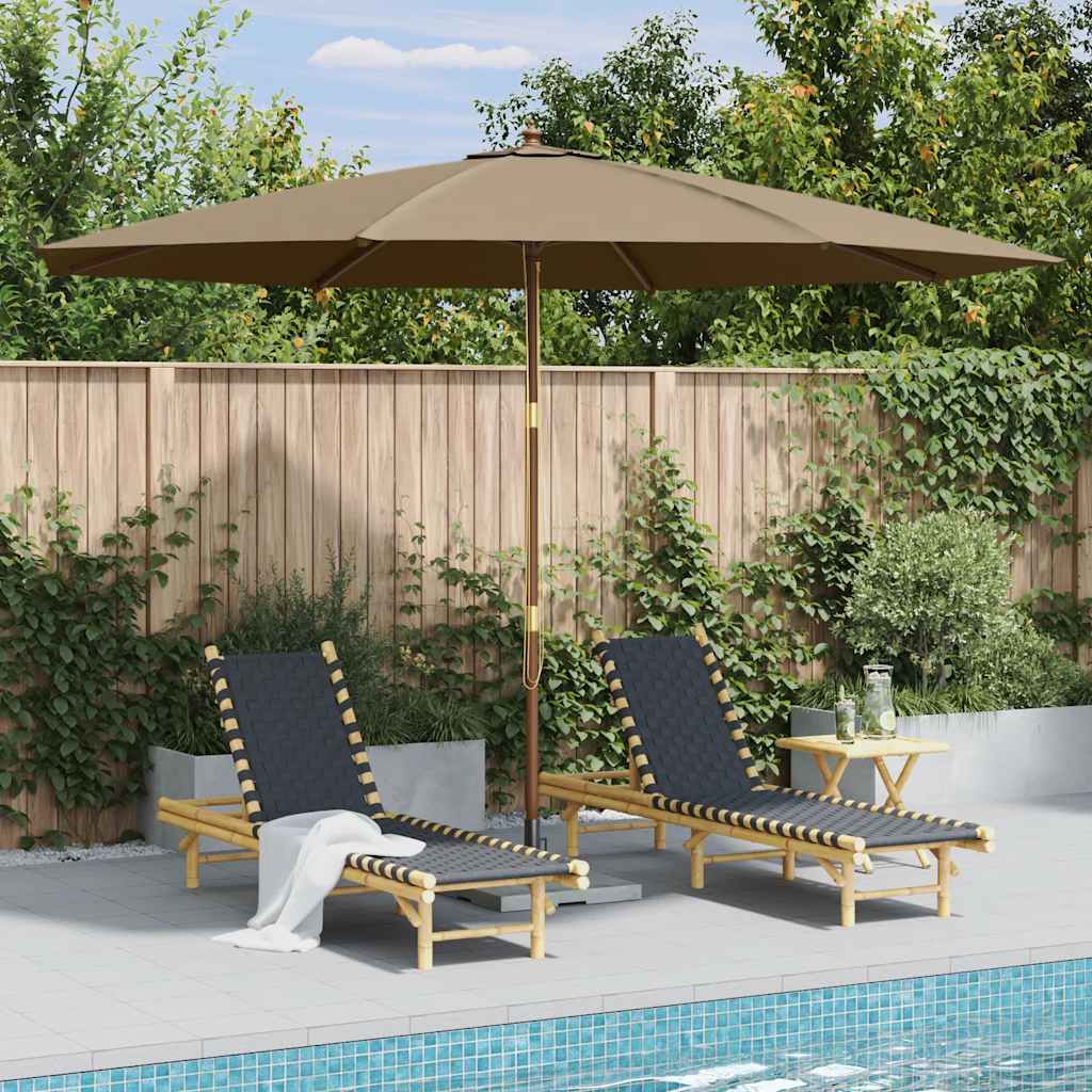 Vidaxl -parasol med træpol 350 cm taupe