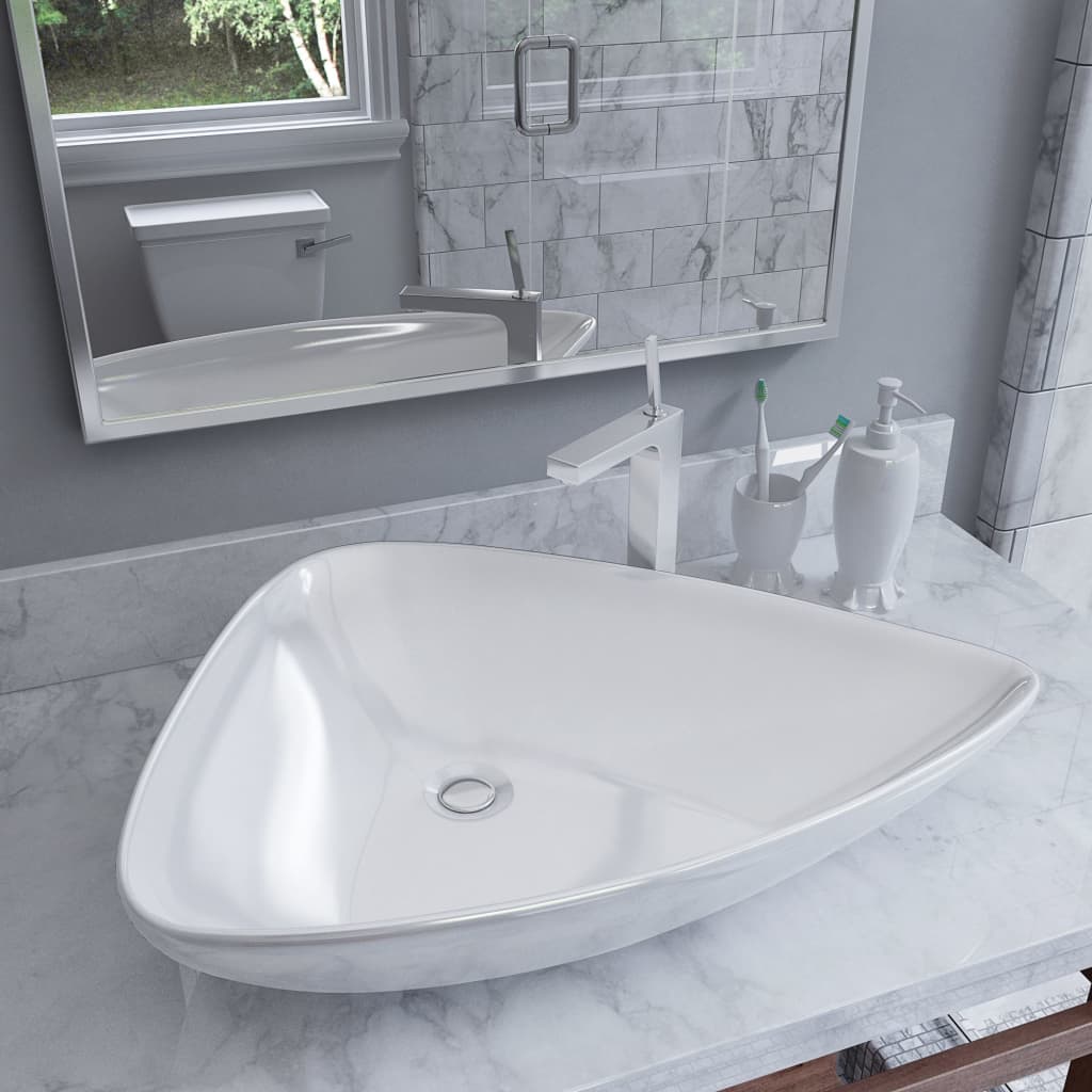 Vidaxl Washbasin Triangular 645x455x115 mm keramisk hvid