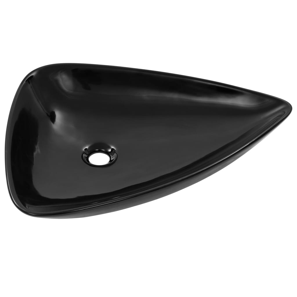 Vidaxl Washbasin Triangular 645x455x115 mm keramisk sort