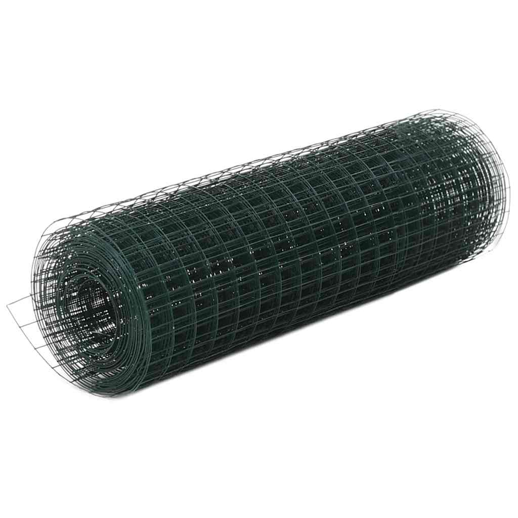 Vidaxl kyllingetråd 10x0,5 m stål med PVC -belægning grøn