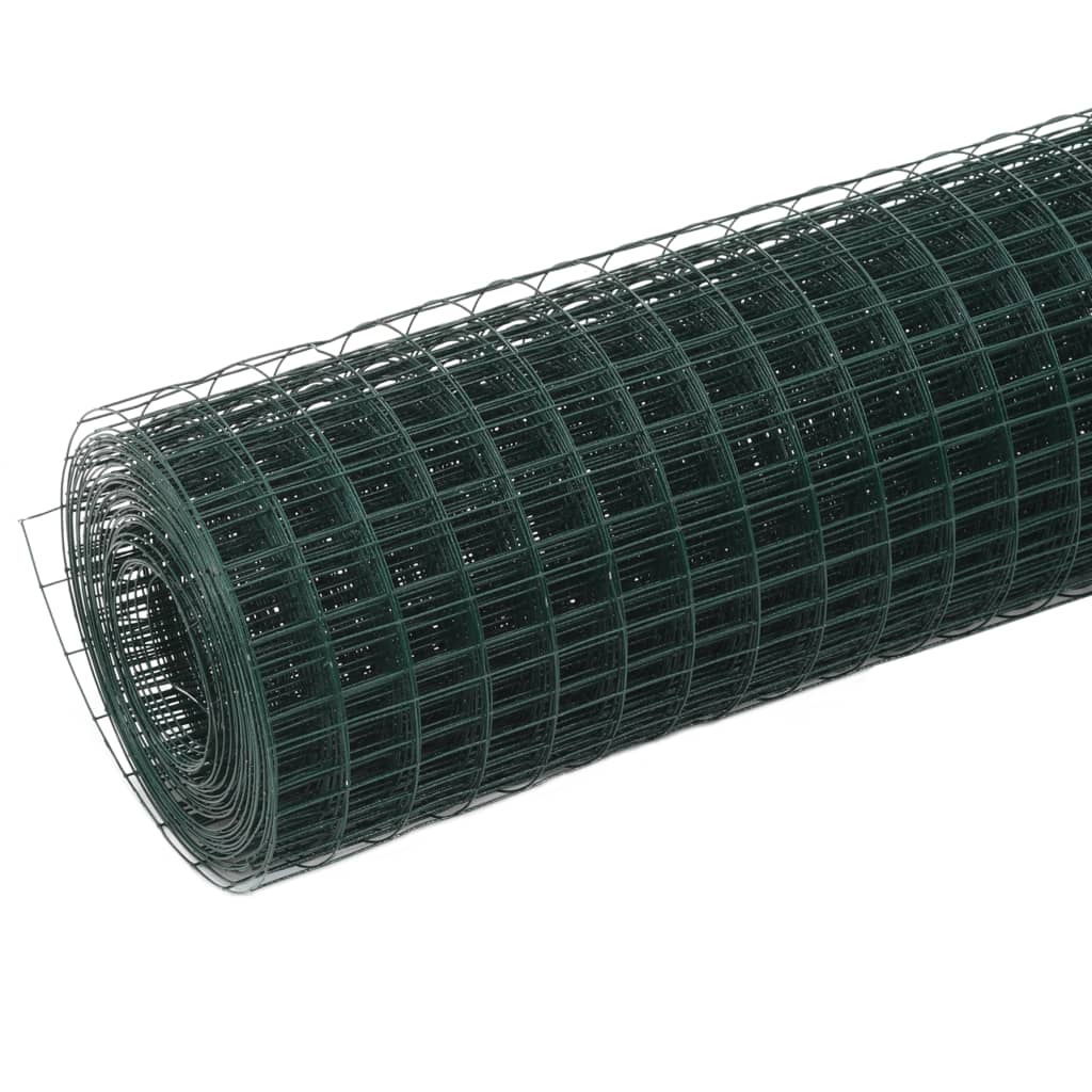 VidaXL kyllingetråd 10x0,5 m stål med PVC-belægning grøn