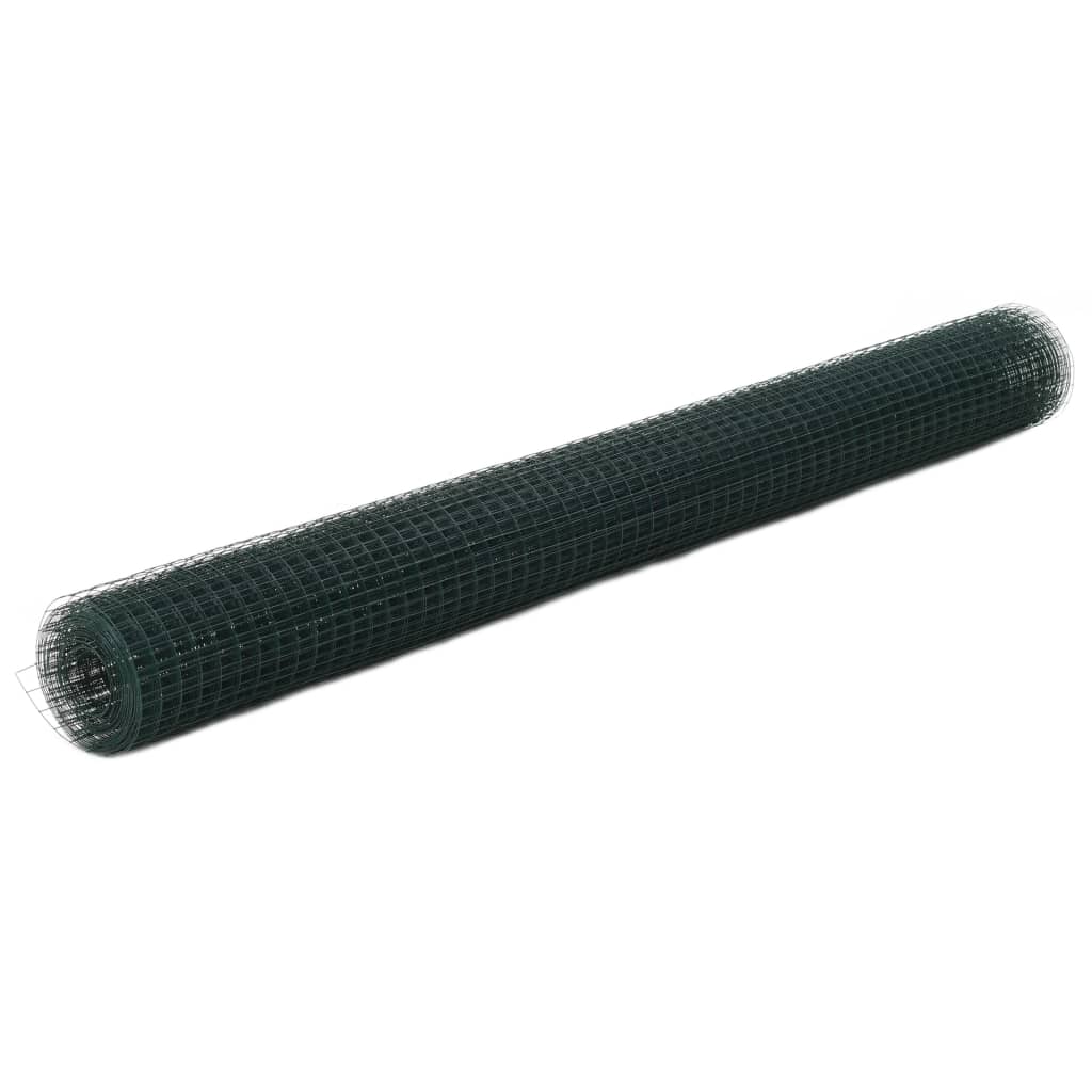 Vidaxl kyllingetråd 25x1,5 m stål med PVC -belægning grøn