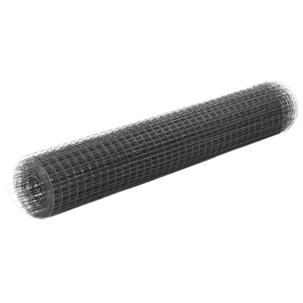 VidaXL kyllingetråd 25x1 m stål med PVC-belægning grå
