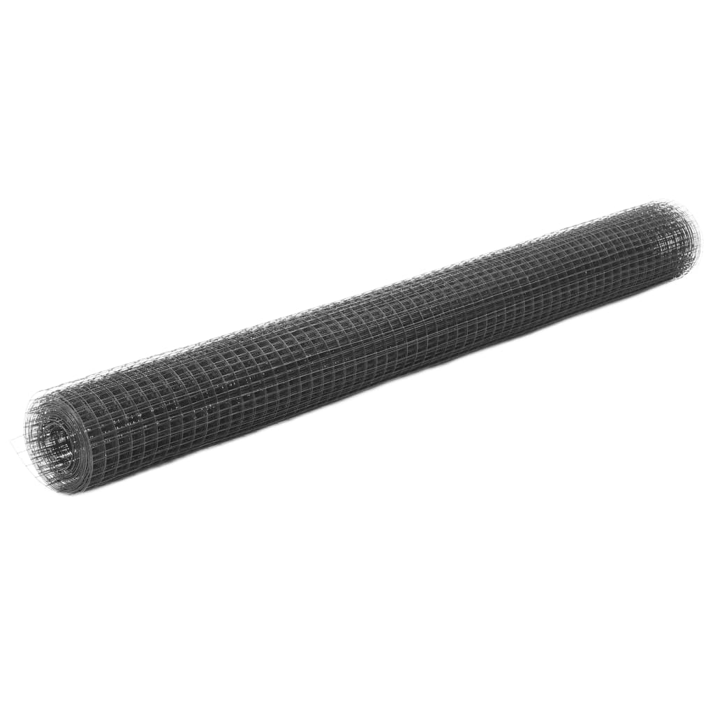 Vidaxl kyllingetråd 10x1,5 m stål med PVC -belægning Grå