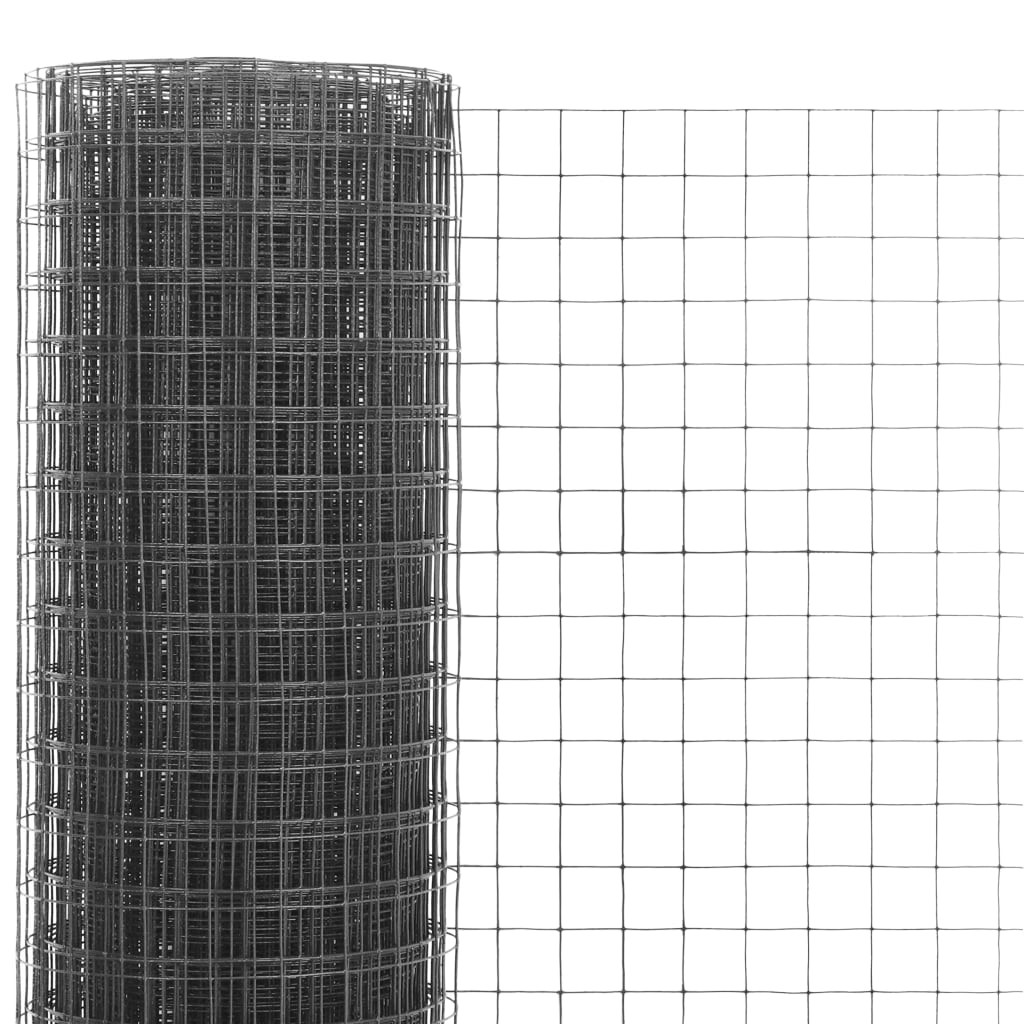 Vidaxl kyllingetråd 10x1,5 m stål med PVC -belægning Grå