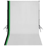 Vidaxxl fotostudiesæt med 3 bomuldsbaggrunde og ramme 3x5 m
