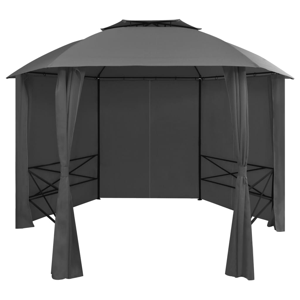 Vidaxl Garden Pavilion med gardiner Hexagonal 360x265 cm