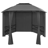 Vidaxl Garden Pavilion med gardiner Hexagonal 360x265 cm
