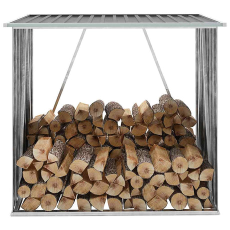 Vidaxl brænde skur 163x83x154 cm galvaniseret stålgrå