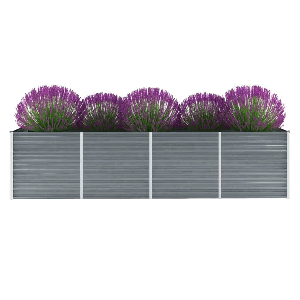 Vidaxl Planter hævet 320x80x77 cm galvaniseret stålgrå