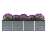 Vidaxl Planter hævet 320x80x77 cm galvaniseret stålgrå