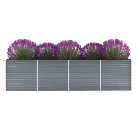 Vidaxl Planter hævet 320x80x77 cm galvaniseret stålgrå