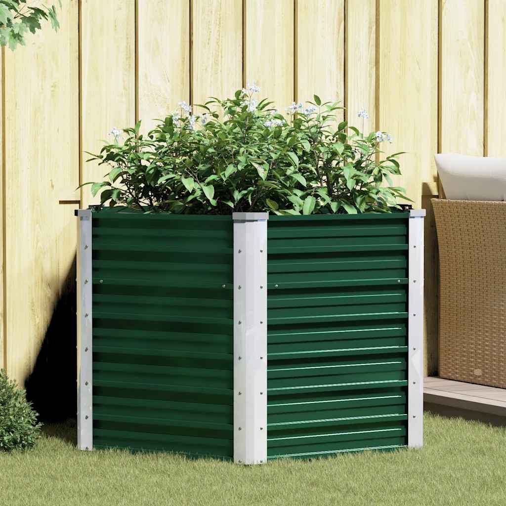 Vidaxl planter hævet 129x129x77 cm galvaniseret stålgrøn