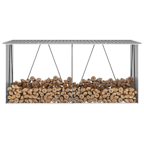 Vidaxl brænde skur 330x84x152 cm galvaniseret stålgrå