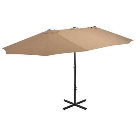 Vidaxl -parasol med aluminiumspol 460x270 cm taupe