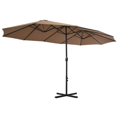 Vidaxl -parasol med aluminiumspol 460x270 cm taupe