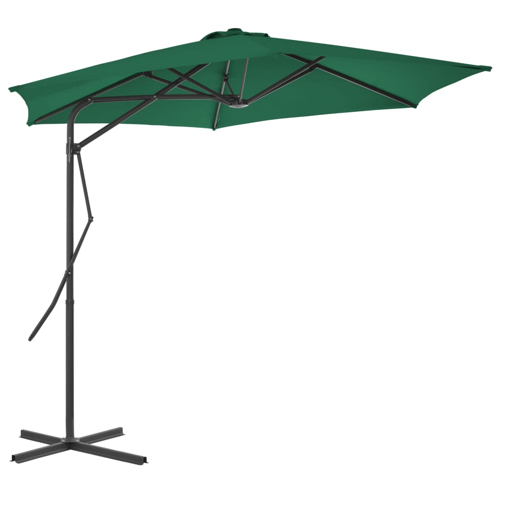 Vidaxl -parasol med stålstang 300 cm grøn