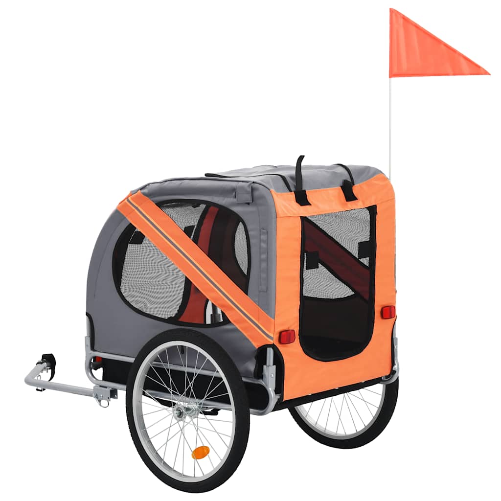 VidaXL hundecykeltrailer orange og grå