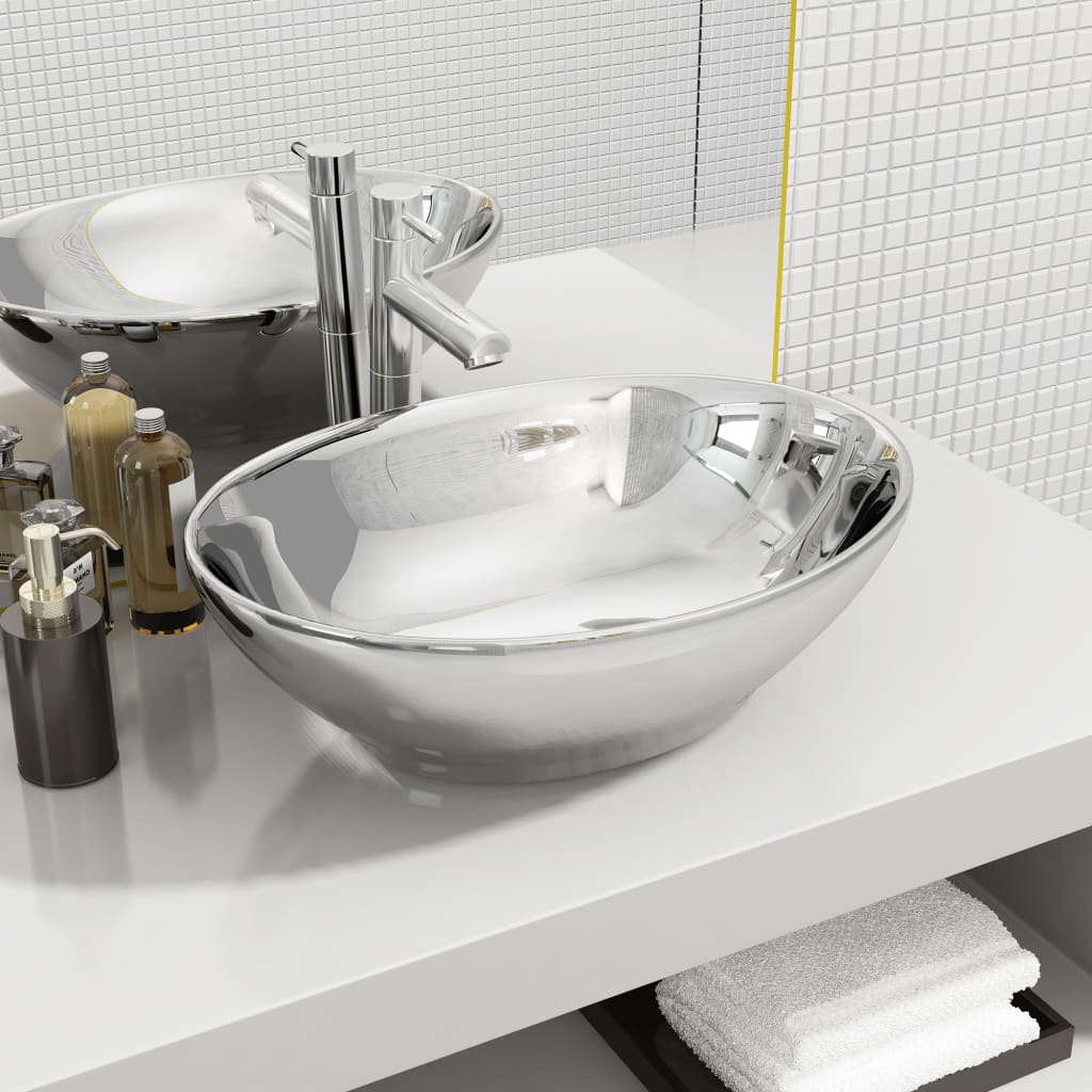 Vidaxl Washbasin 40x33x13,5 cm keramisk sølvfarvet