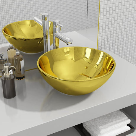 Vidaxl Washbasin 32,5x14 cm keramisk guldfarvet