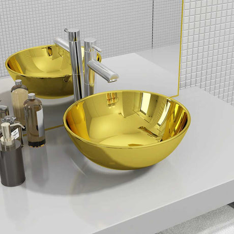 Vidaxl Washbasin 28x10 cm keramisk guldfarvet