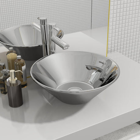 Vidaxl Washbasin 42x14 cm keramisk sølvfarvet