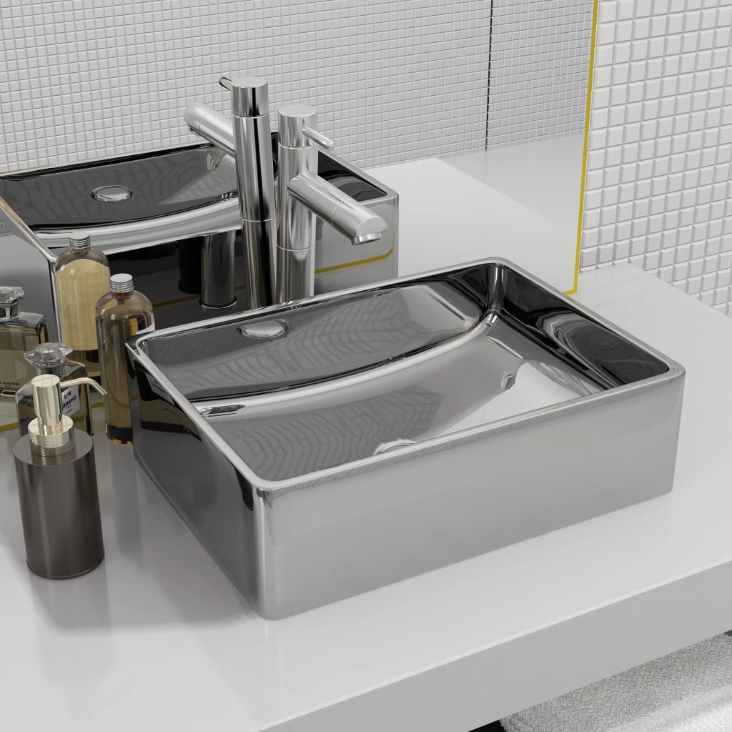 Vidaxl Washbasin 41x30x12 cm keramisk sølvfarvet