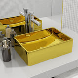 Vidaxl Washbasin 41x30x12 cm keramisk guldfarvet