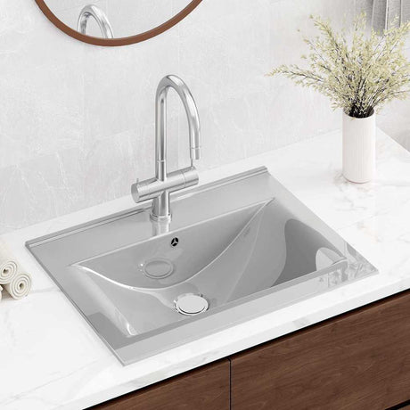 Vidaxl Washbasin med landing 60x46x16 cm keramisk sølvfarvet