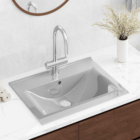 Vidaxl Washbasin med landing 60x46x16 cm keramisk sølvfarvet