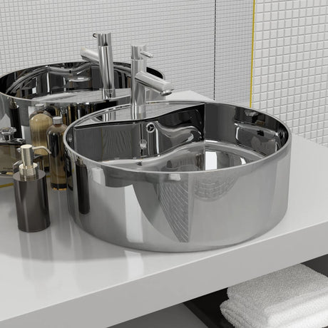 Vidaxl Washbasin med landing 46,5x15,5 cm keramisk sølvfarvet