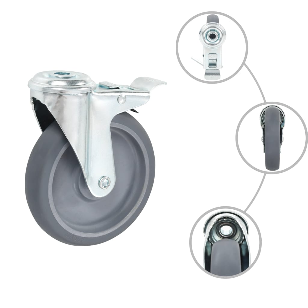 Vidaxl drejelige kaster med bolthuller og dobbeltbremser 4 stk 125 mm