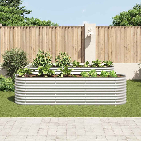 Vidaxl Planter hævet 320x80x81 cm galvaniseret stålsølv