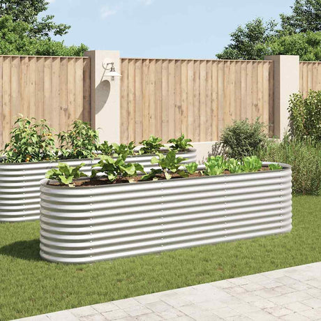 Vidaxl Planter hævet 320x80x81 cm galvaniseret stålsølv
