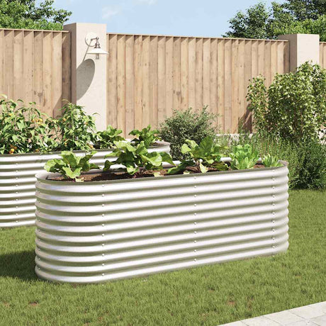 Vidaxl Planter hævet 240x80x81 cm galvaniseret stålsølv