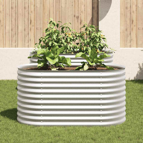 Vidaxl Planter hævet 160x80x81 cm galvaniseret stålsølv