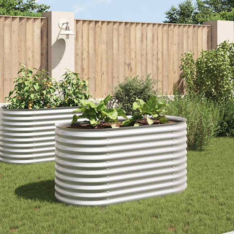 Vidaxl Planter hævet 160x80x81 cm galvaniseret stålsølv
