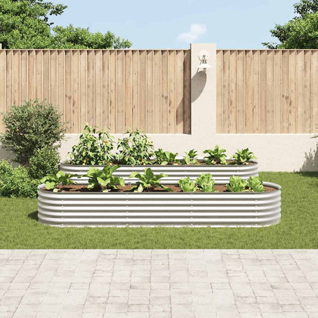 Vidaxl Planter hævet 320x80x44 cm galvaniseret stålsølv