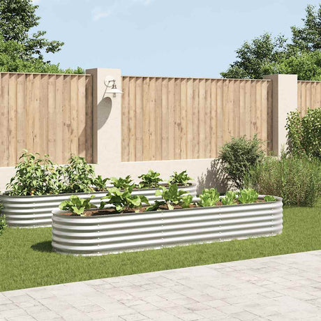 Vidaxl Planter hævet 320x80x44 cm galvaniseret stålsølv
