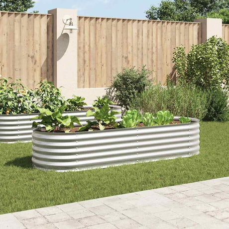 Vidaxl Planter hævet 240x80x44 cm galvaniseret stålsølv
