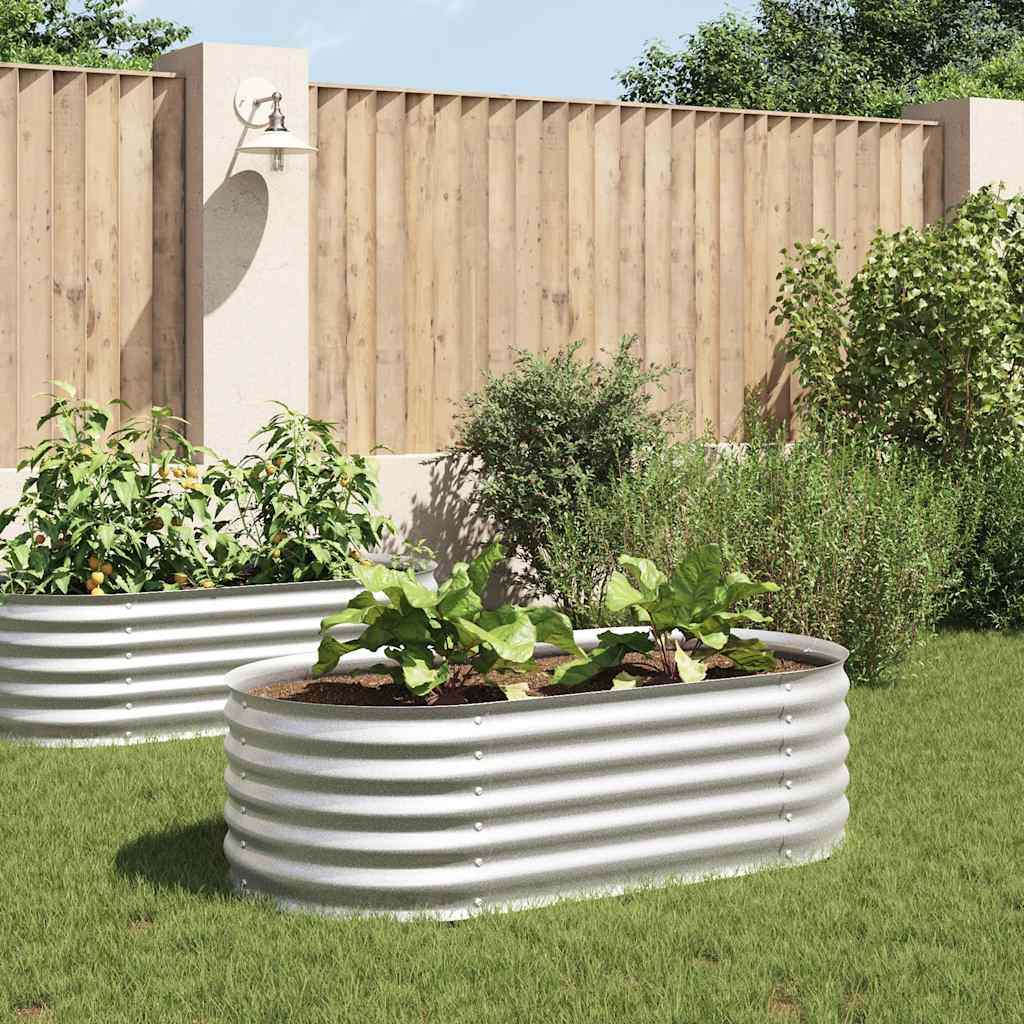 Vidaxl Planter hævet 160x80x44 cm galvaniseret stålsølv