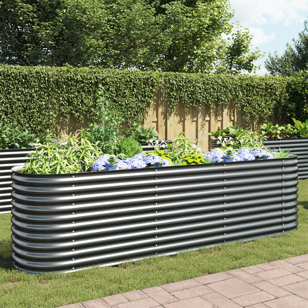 Vidaxl planter indsat 320x80x81 cm galvaniseret stålgrå