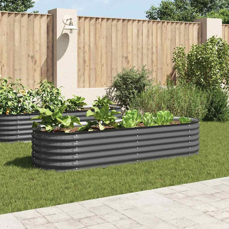 Vidaxl planter hævet 240x80x44 cm galvaniseret stålgrå