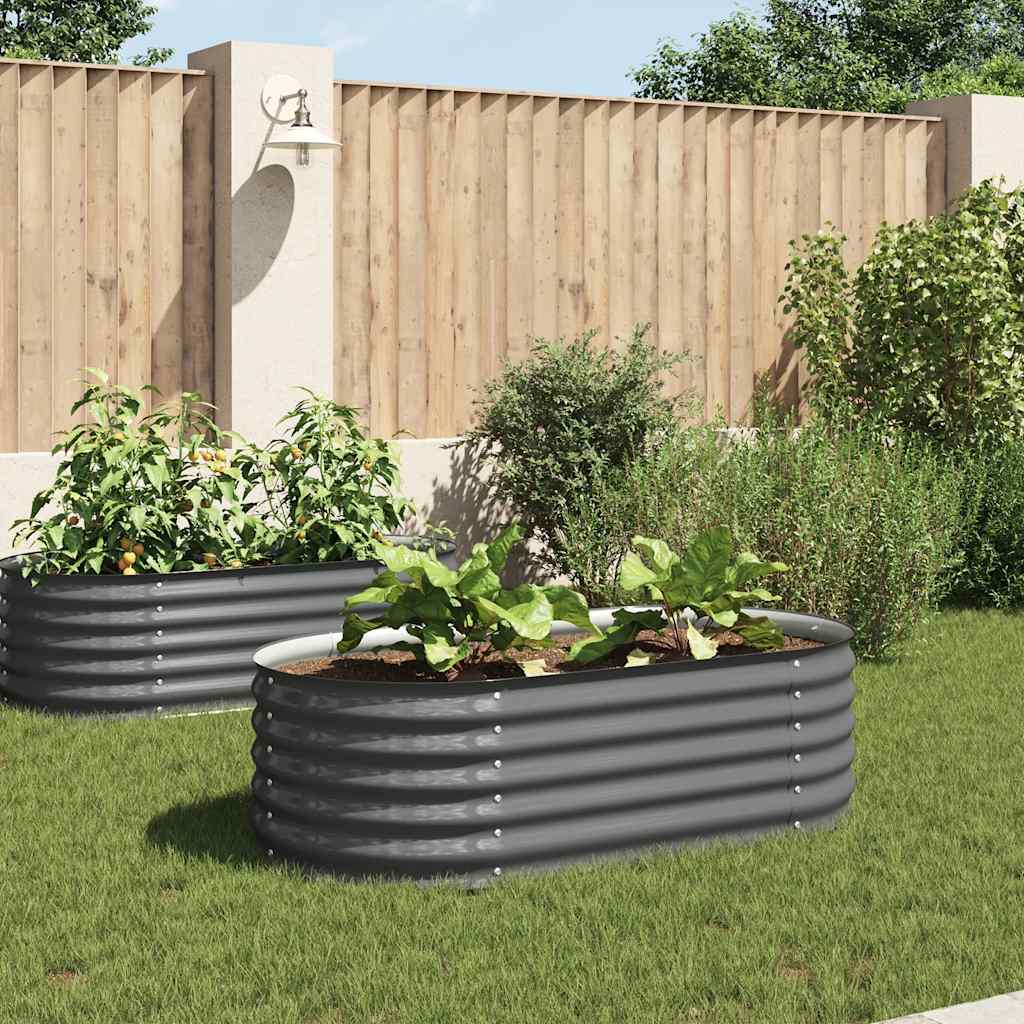 Vidaxl planter hævet 160x80x44 cm galvaniseret stålgrå