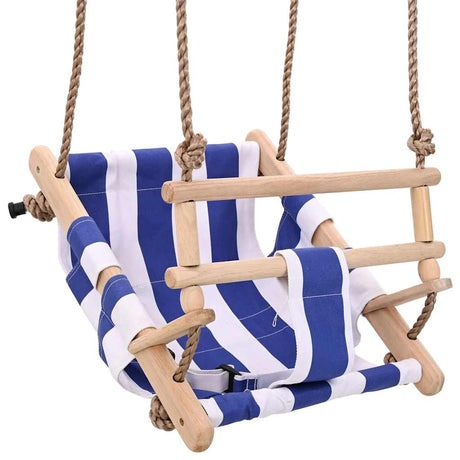 Vidaxl Baby Swing med sikkerhedssele bomuldstræ blå