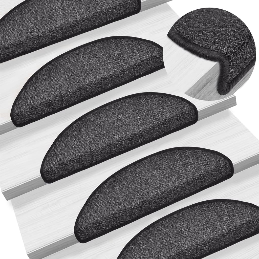 Vidaxl Stair Mats 15 St 56x17x3 cm Antracit Halvisfære