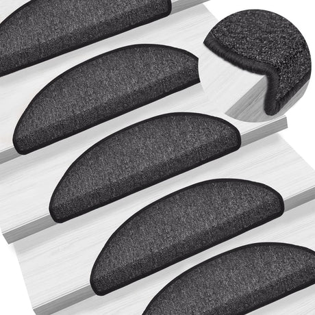 Vidaxl Stair Mats 15 St 56x17x3 cm Antracit Halvisfære