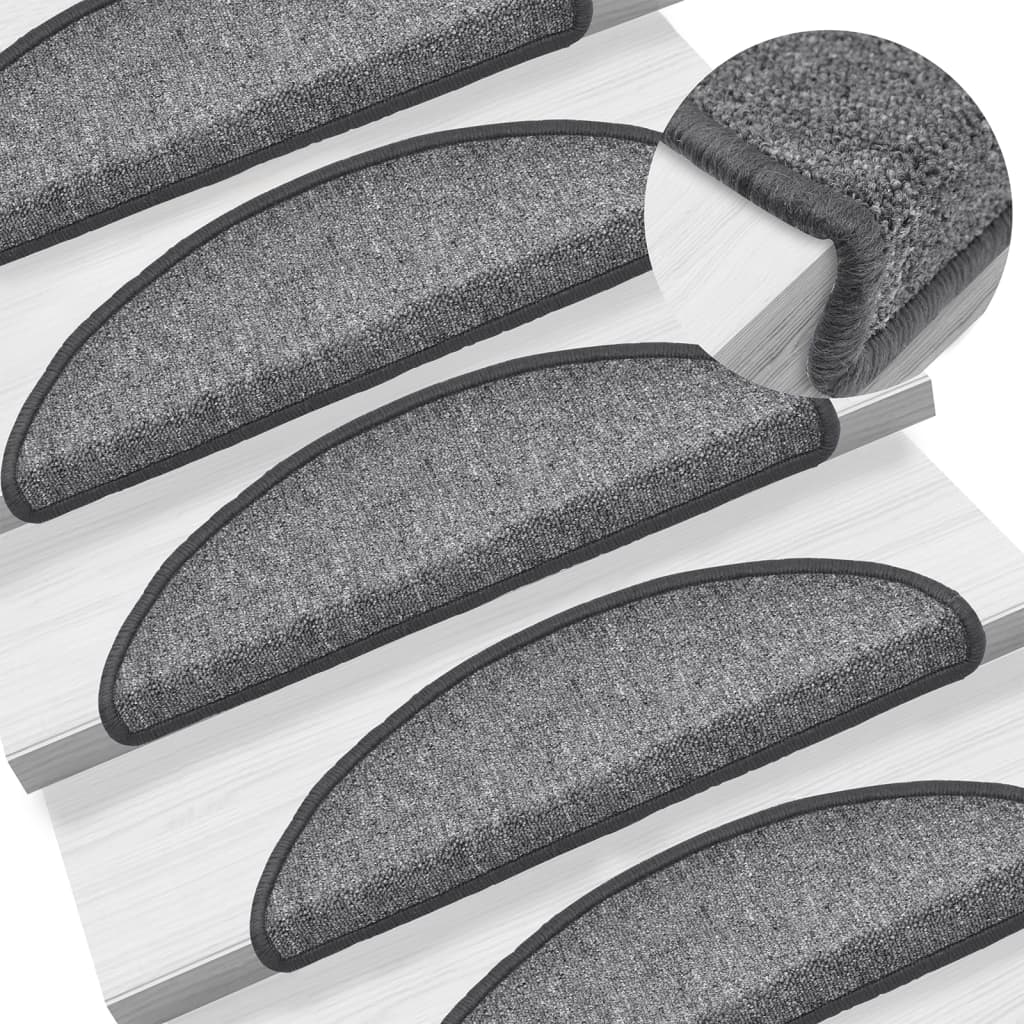 Vidaxl Stair Mats 15 St 56x17x3 cm mørkegrå halvkugle